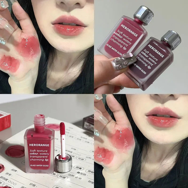 Punk Juice Red Lip Gloss Black Mirror Water Light Lip Glaze Jelly Glass Lip Oil Waterproof Lipstick Nude Clear Tint Makeup