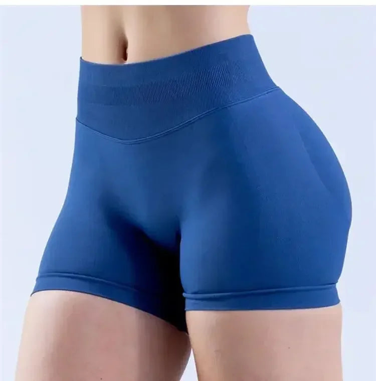 Summer High Waisted Yoga Shorts Women  Fashionable and Sexy Running Fitness Pants Solid Color High Elastic Yoga Leggings