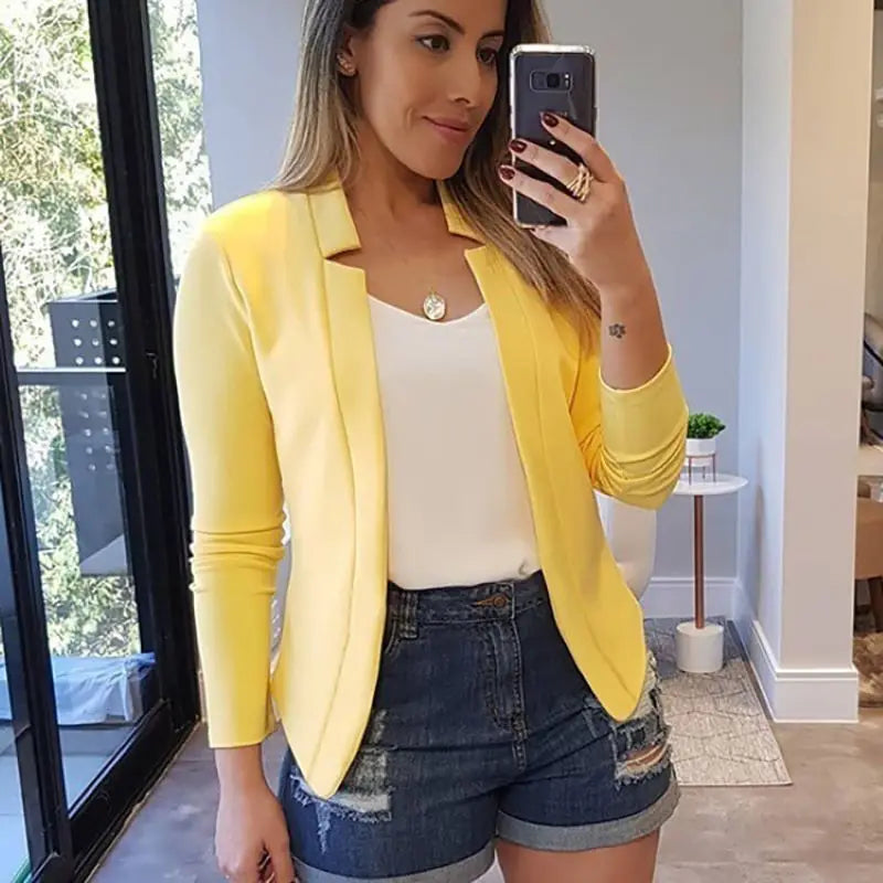 2025 Women's Thin White Blazer Summer Autumn Slim Fit Long Sleeve Open Stitch Office Coat Tops Black Ladies Fashion Outwear