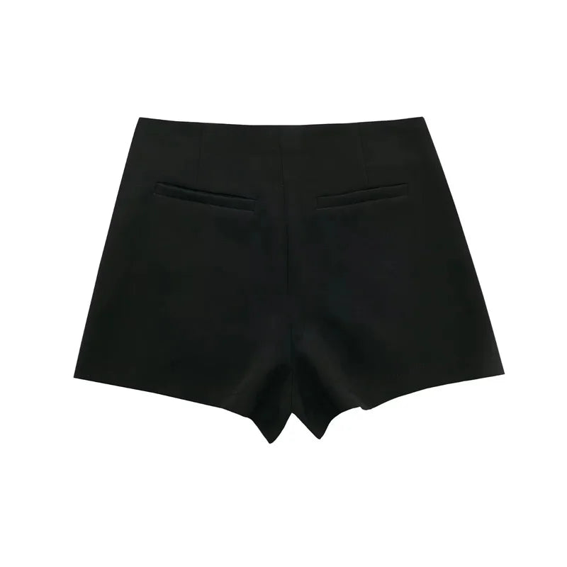 TRAF 2024 Black Mini Skirt Shorts Woman Fashion Asymmetric Skort For Women High Waist Short Skirts Woman Summer Casual Shorts