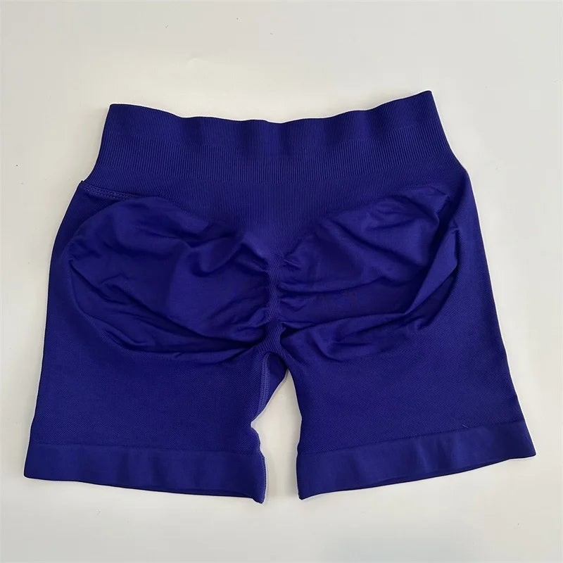 No Logo Shorts Low Ribbed Band Yoga Shorts Seamless Scrunch Bum Workout Gym Shorts Booty Stretch Running Shorts Fitness Clothes