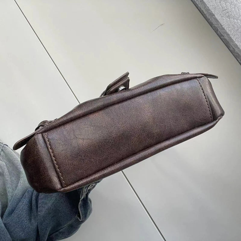 2025 Spring Hot Selling Maillard Style Retro Style Small Bag Spicy Girl Y2K Wasteland Style Vintage Leather Shoulder Armpit Bag