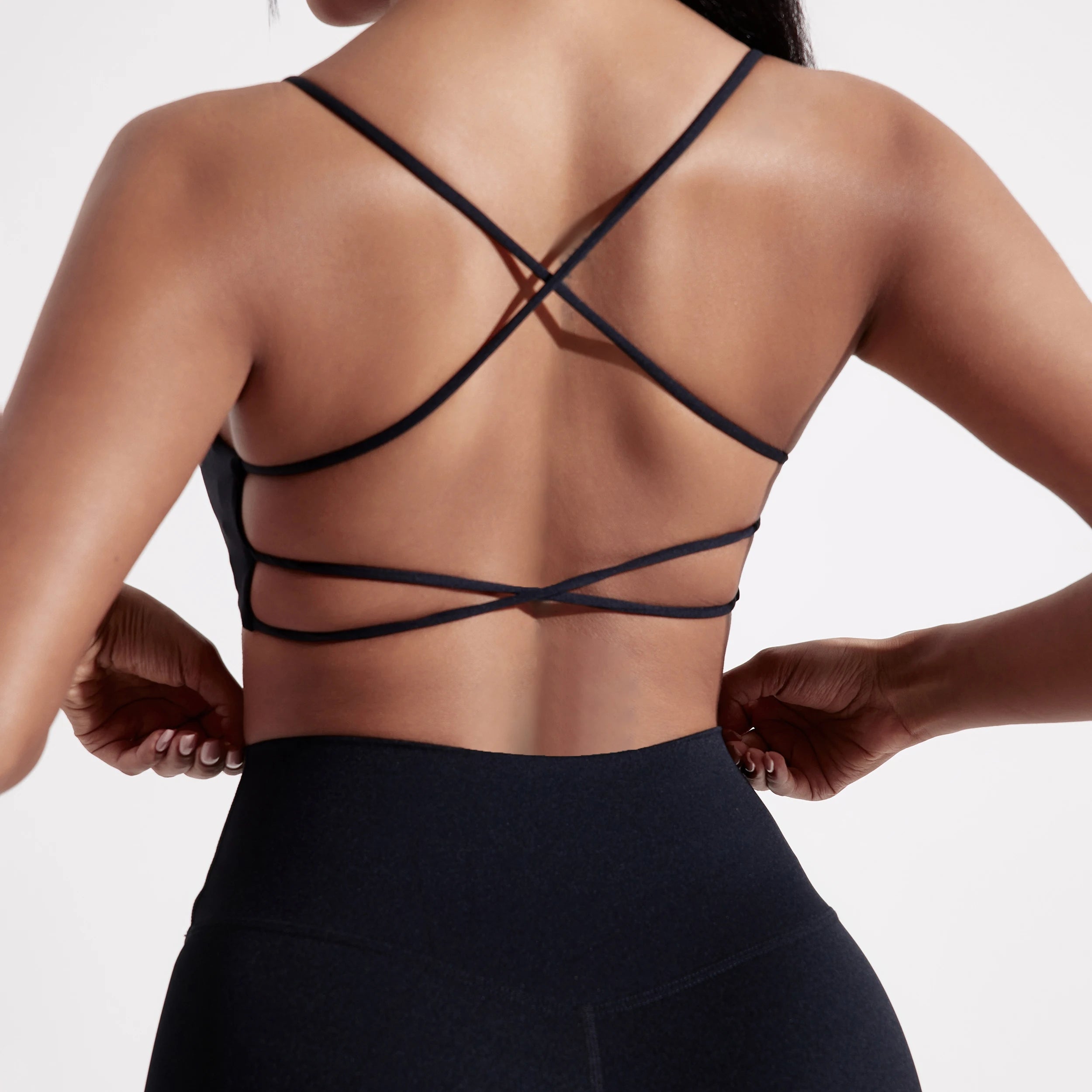 Solid Color Gym Yoga Underwear Women Cross Back Straps Fitness Bra High Strength Tight Sport Top Comprehensive  With Chest Pad