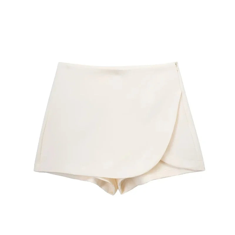 TRAF 2024 Black Mini Skirt Shorts Woman Fashion Asymmetric Skort For Women High Waist Short Skirts Woman Summer Casual Shorts