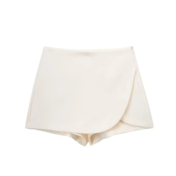 TRAF 2024 Black Mini Skirt Shorts Woman Fashion Asymmetric Skort For Women High Waist Short Skirts Woman Summer Casual Shorts