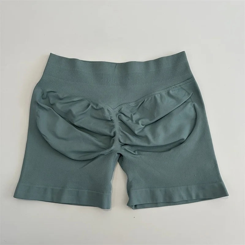 No Logo Shorts Low Ribbed Band Yoga Shorts Seamless Scrunch Bum Workout Gym Shorts Booty Stretch Running Shorts Fitness Clothes