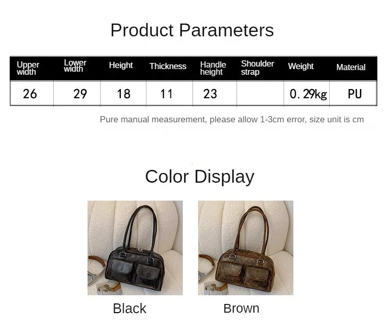 Retro Small Double Pockets Shoulder Bags for Women 2025 New Fashion Trend Designer Underarm Bag Female Handbags and Purses