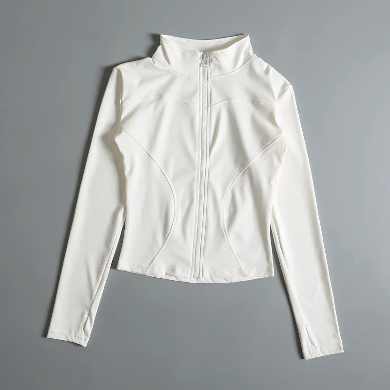 Gym Fitness Zip up Training   Running Workout Yoga Cropped Track Sport Jackets for Women