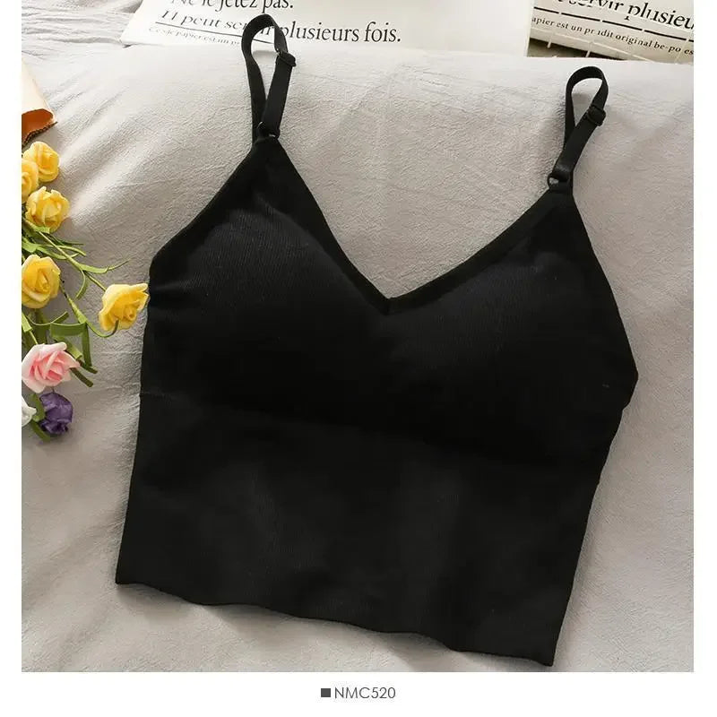 Womens Tops Sexy Tank Top Women Built in Bra Solid Color Camis for Women Crop Top Off Shoulder Sleeveless Camisole 2024 New