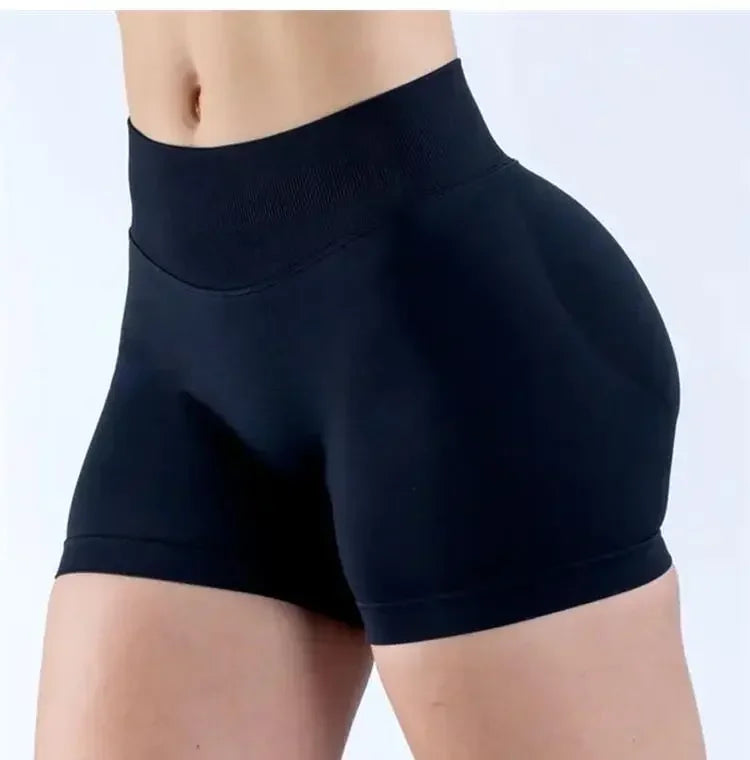 Summer High Waisted Yoga Shorts Women  Fashionable and Sexy Running Fitness Pants Solid Color High Elastic Yoga Leggings