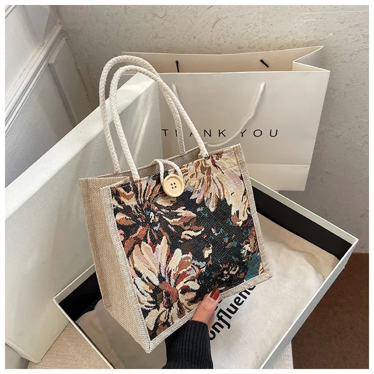 Portable Hand Bag Linen Bag Women Ins Style Students Handbags Fashion Ladies Top-handle Bags Designer Luxury Сумка Женская Bolsa