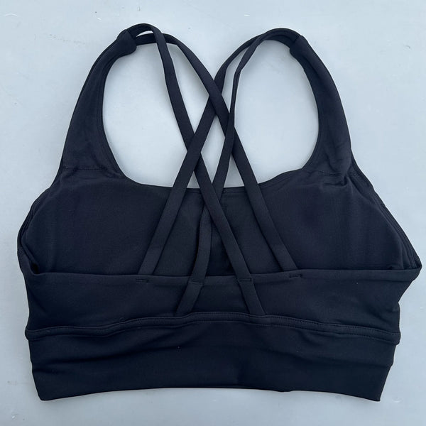 Solid Color Soft Cross Back Women Fitness Bra Tights Yoga Vest High Strength Shockproof Gym Sports Top Push Up With Chest Pad