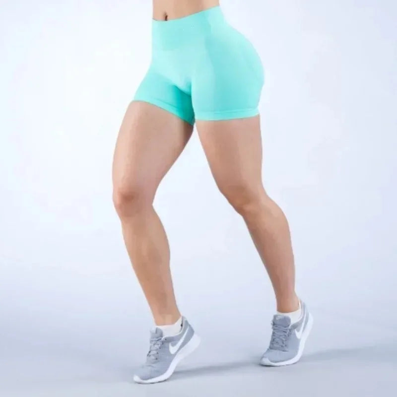 Summer High Waisted Yoga Shorts Women  Fashionable and Sexy Running Fitness Pants Solid Color High Elastic Yoga Leggings