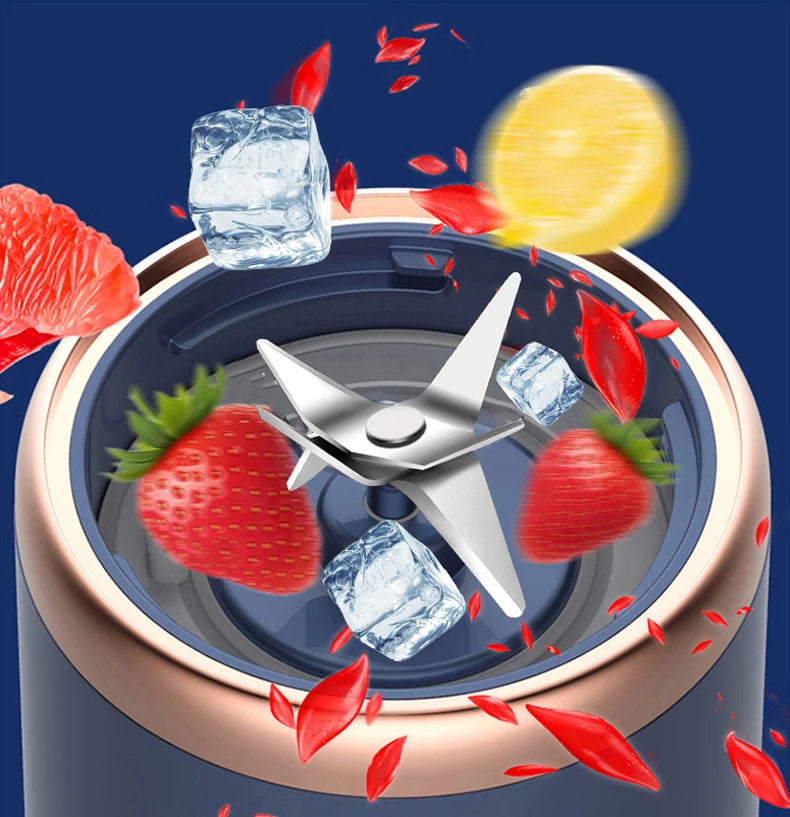 Portable Juicer Cup Smoothie Blender 6 Blade Blender Bottle  Household Fruit Juicer Cup USB Rechargeable Juicer Kitchen Tool