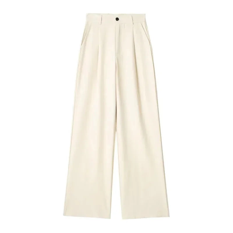 TRAF Women's Formal Pants Office Wear Women Striped Grey Black Pants Woman High Waist Baggy Suit Pants Casual Wide Leg Trousers