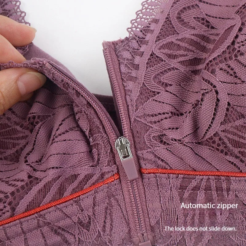 S-6XL Sports yoga bra cotton cups front zipper underwear breathable women no steel ring tank top lace large size bra