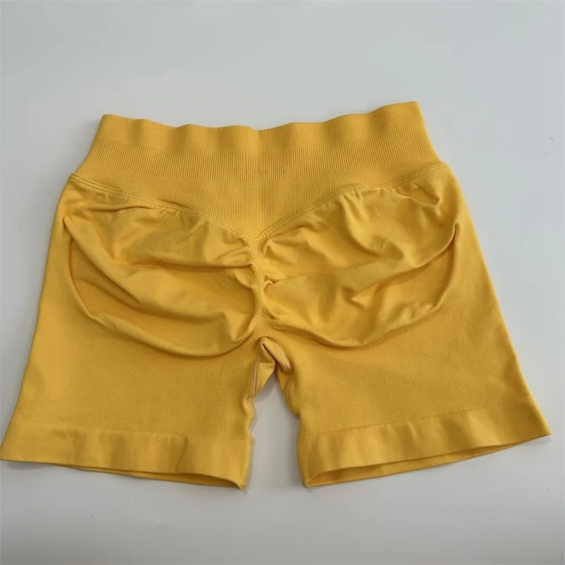No Logo Shorts Low Ribbed Band Yoga Shorts Seamless Scrunch Bum Workout Gym Shorts Booty Stretch Running Shorts Fitness Clothes