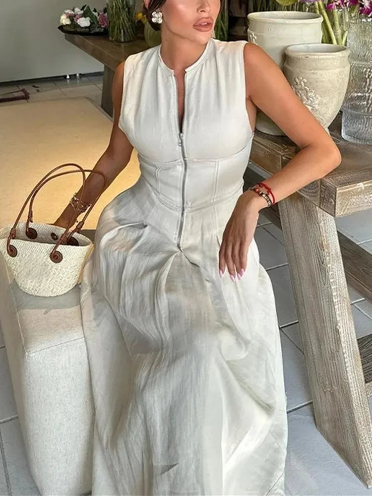 TRAF Zipper Long Dress