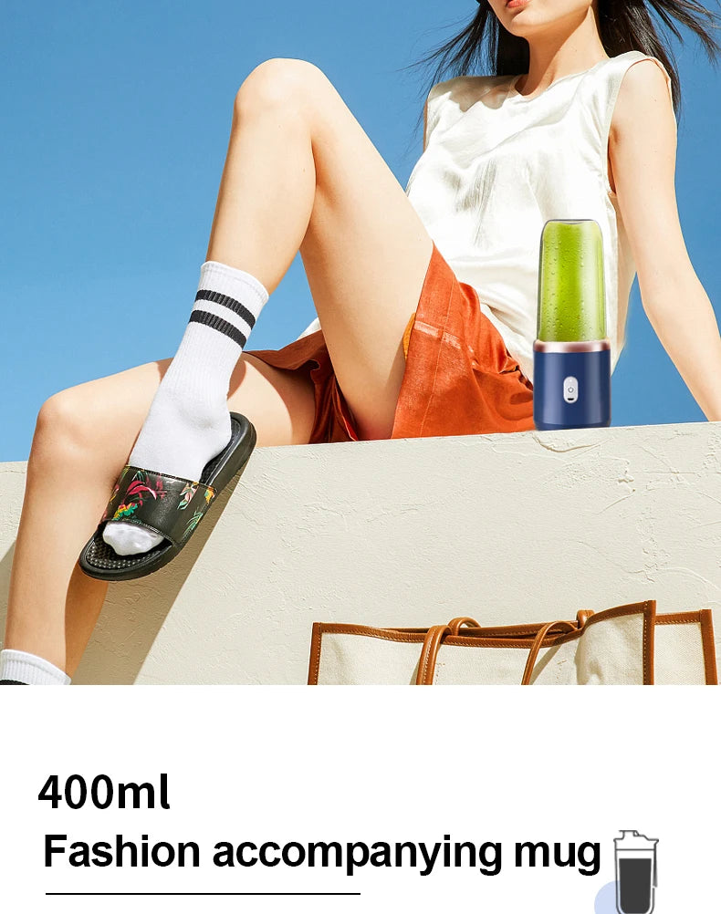 Portable Juicer Cup Smoothie Blender 6 Blade Blender Bottle  Household Fruit Juicer Cup USB Rechargeable Juicer Kitchen Tool