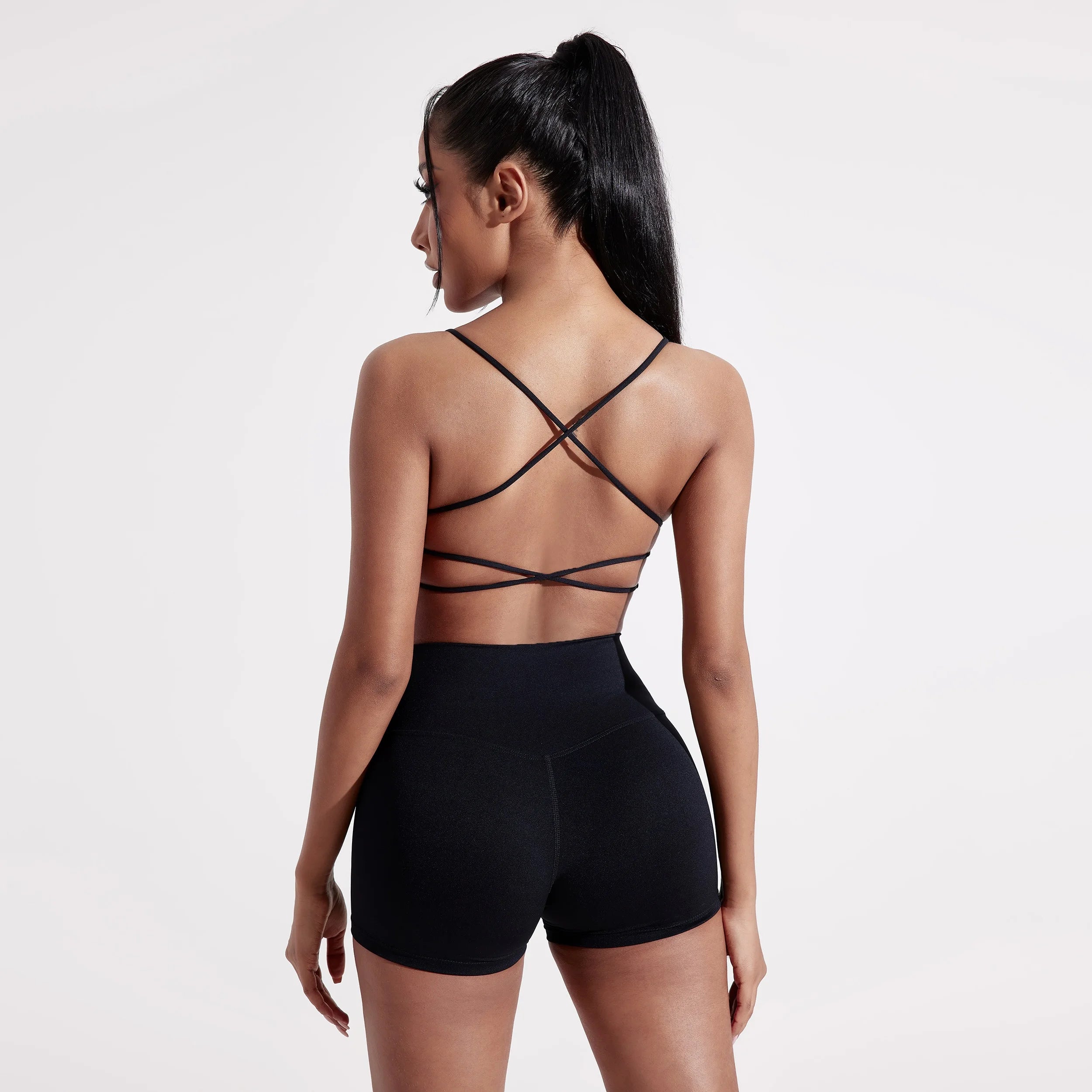 Solid Color Gym Yoga Underwear Women Cross Back Straps Fitness Bra High Strength Tight Sport Top Comprehensive  With Chest Pad