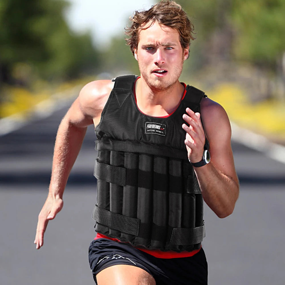 1 - 110LBS Adjustable Weighted Vest Running Loading Weighted Vest Training Workout Fitness Adjustable Waistcoat Jacket Man Women