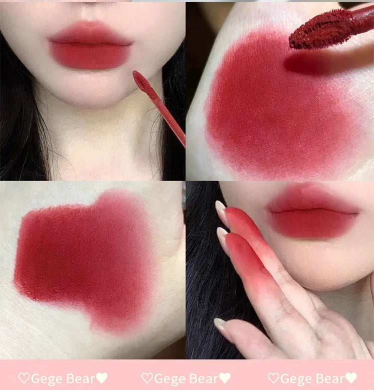 Gege Bear Rabbit Lip Glaze, Matte Velvet Lip Clay Long-lasting Color Non-drying Lipstick