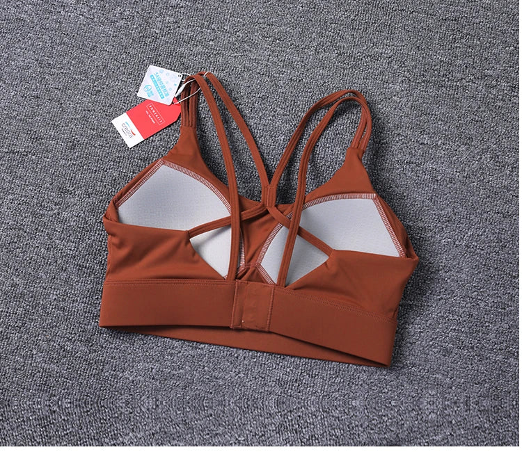 New Women's Sports Bra Padded Without Bones Cross Back Fitness Busty Underwear High Support Impact Running Gym Vest Yoga Bras