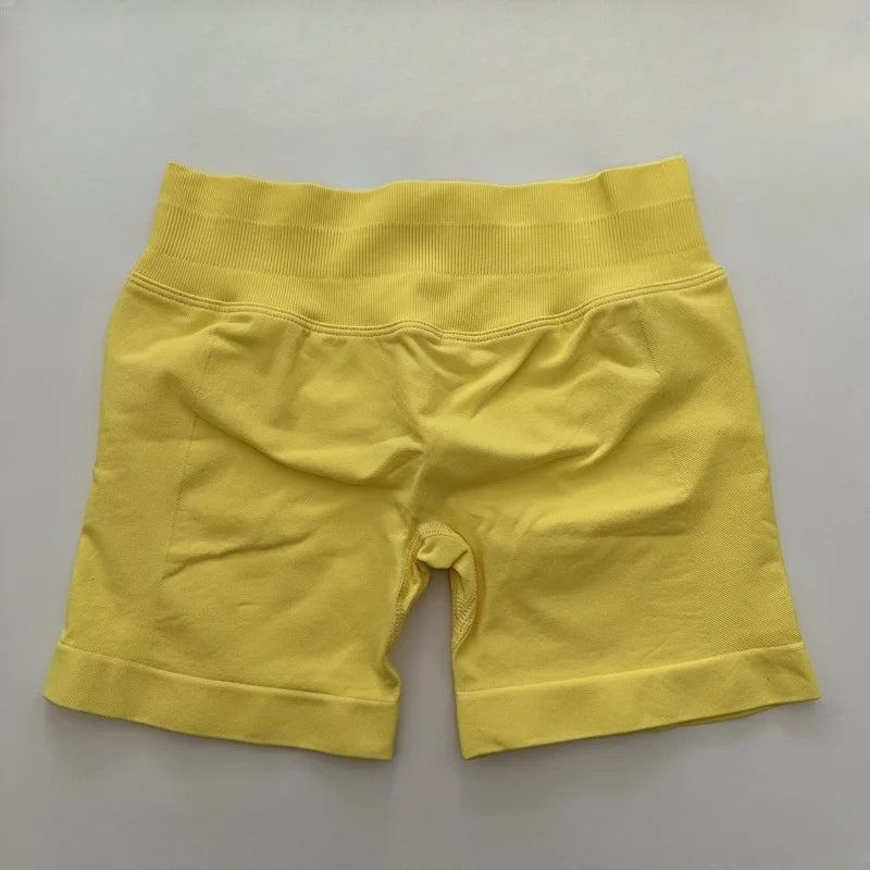 No Logo Shorts Low Ribbed Band Yoga Shorts Seamless Scrunch Bum Workout Gym Shorts Booty Stretch Running Shorts Fitness Clothes