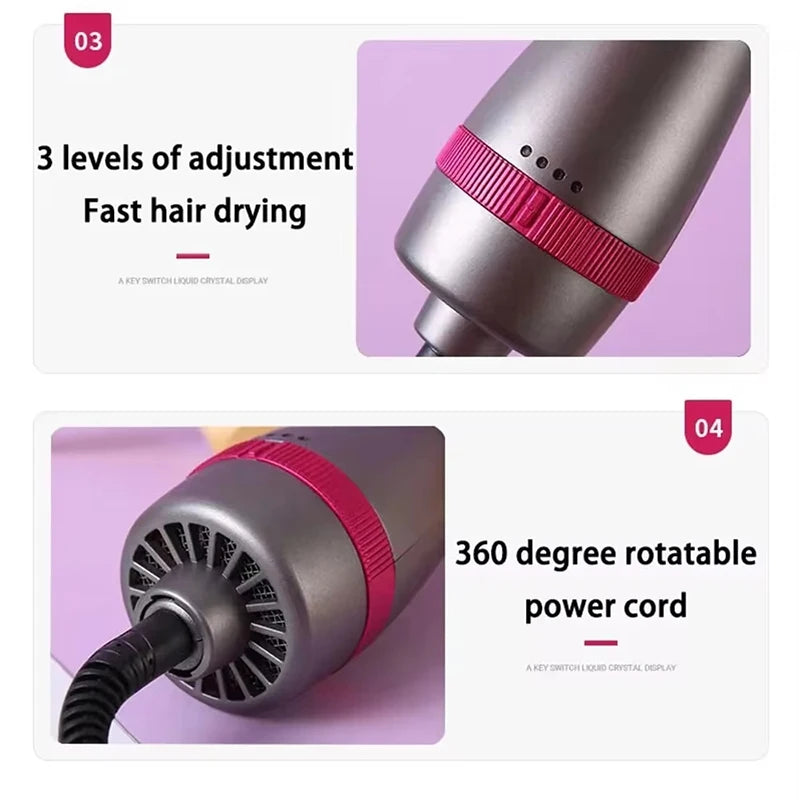 Hair Dryer Brush 3-In-1 Hot Air Spin Brush For Styling Frizz Control Blow Volumizer One-Step Auto-Rotating Curling Brush