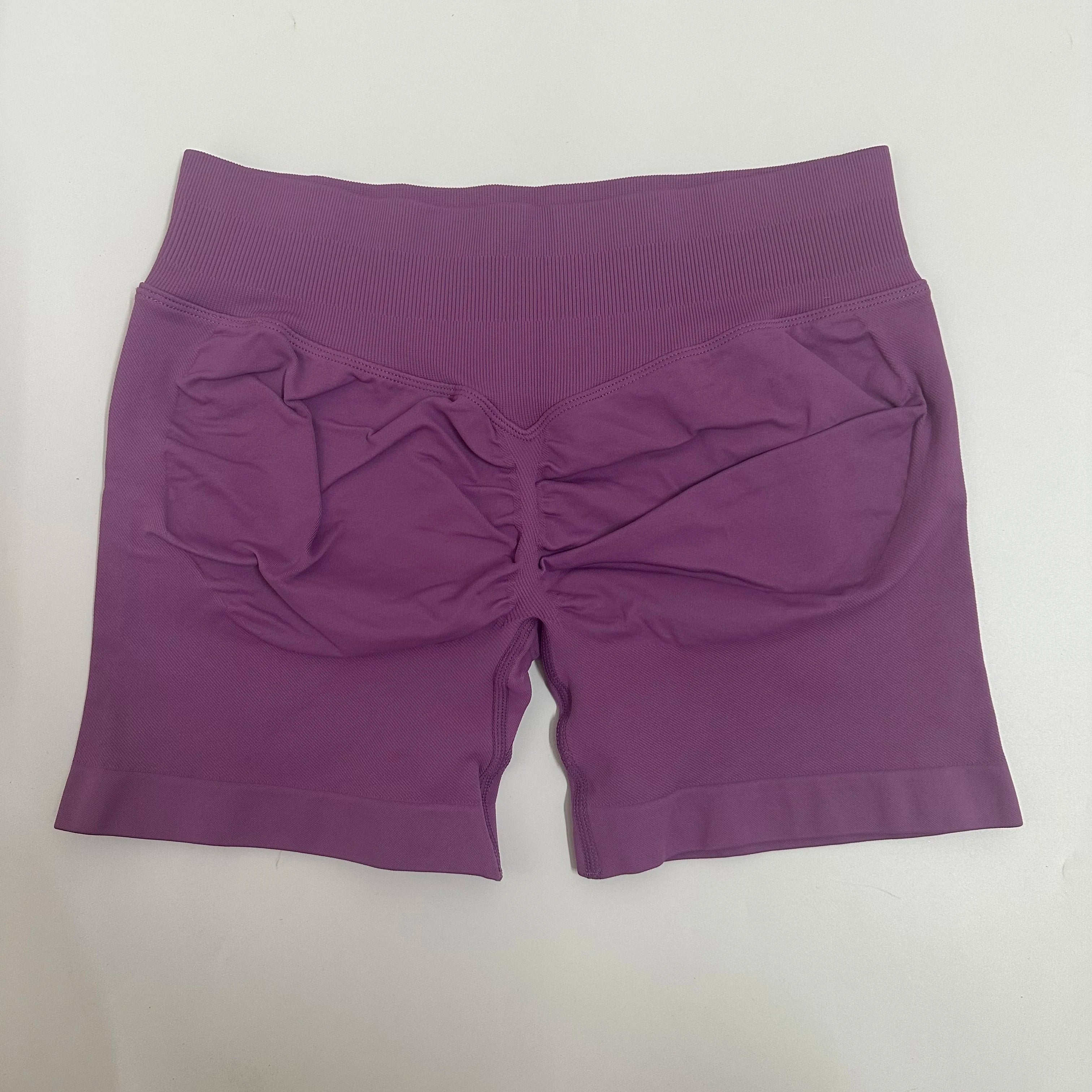 No Logo Shorts Low Ribbed Band Yoga Shorts Seamless Scrunch Bum Workout Gym Shorts Booty Stretch Running Shorts Fitness Clothes