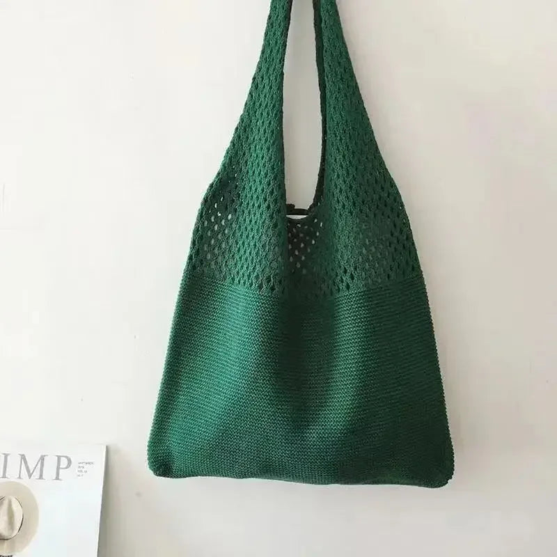 Designer Knitted Handbags Female Large Capacity Totes Women's Pack Summer Beach Bag Big Purses Casual Hollow Woven Shoulder Bags