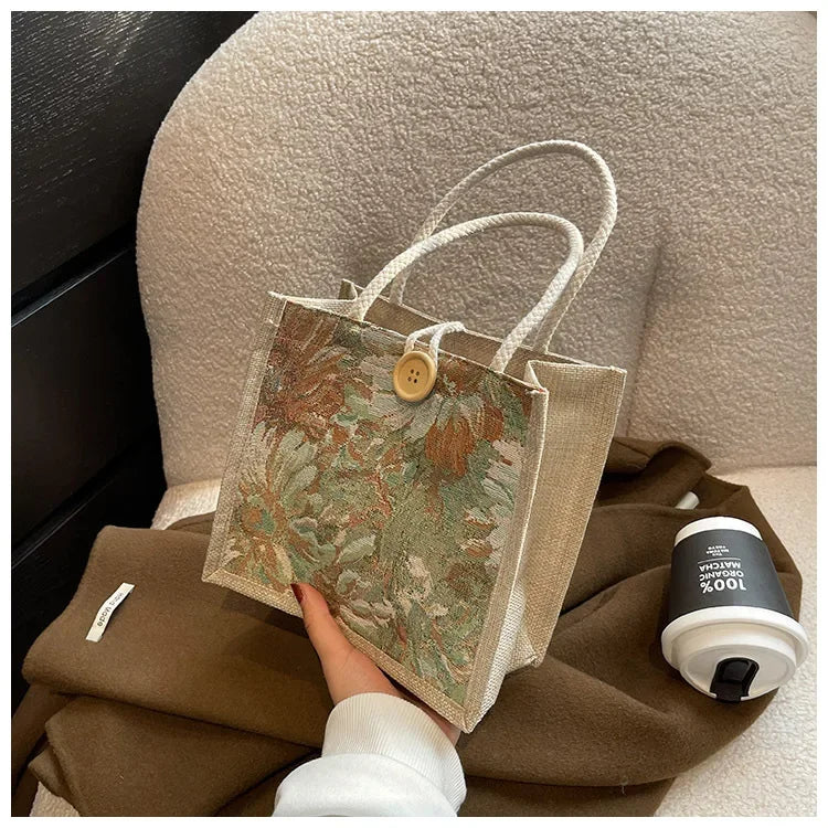 Portable Hand Bag Linen Bag Women Ins Style Students Handbags Fashion Ladies Top-handle Bags Designer Luxury Сумка Женская Bolsa
