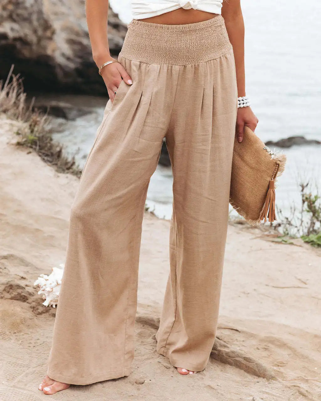 Casual pants, casual style, drawstring, distressed mid waist