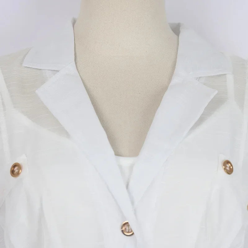 Real Shot Design Sense Positioning Print Single-Breasted Elegant Shirt A-Line Pocket Dress with Belt + Strap