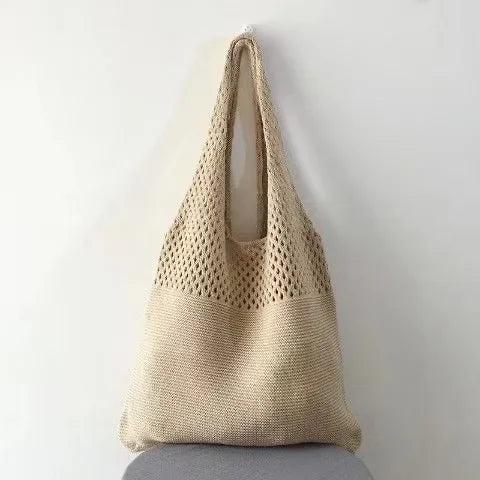 Designer Knitted Handbags Female Large Capacity Totes Women's Pack Summer Beach Bag Big Purses Casual Hollow Woven Shoulder Bags