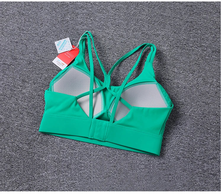New Women's Sports Bra Padded Without Bones Cross Back Fitness Busty Underwear High Support Impact Running Gym Vest Yoga Bras