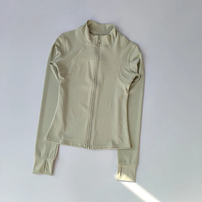 Zippered Sports Jacket for Women Yoga Suits Slim Fit Training for Jogging Long-sleeved Quick-drying Cardigan Jacket Top