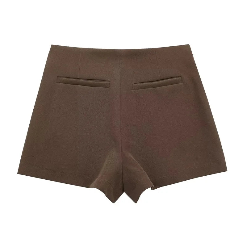 TRAF 2024 Black Mini Skirt Shorts Woman Fashion Asymmetric Skort For Women High Waist Short Skirts Woman Summer Casual Shorts