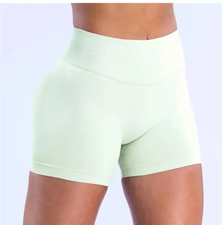 Summer High Waisted Yoga Shorts Women  Fashionable and Sexy Running Fitness Pants Solid Color High Elastic Yoga Leggings