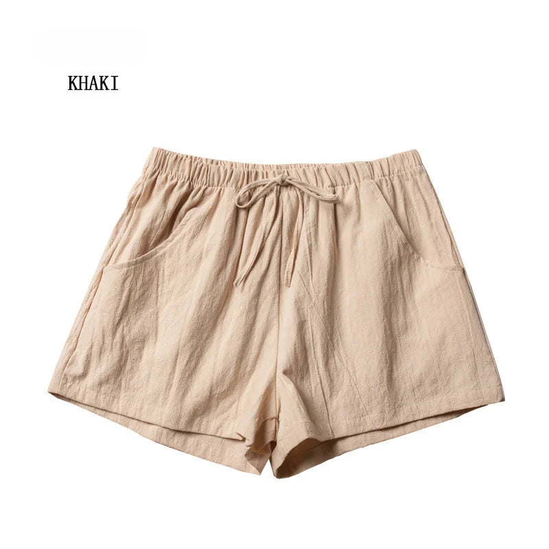 Casual Linen Shorts Women Gym Workout Shorts Cotton Short Pants High Waisted Black Ladies Short Femme Women Shorts Sport Femme