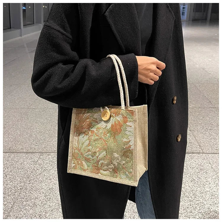 Portable Hand Bag Linen Bag Women Ins Style Students Handbags Fashion Ladies Top-handle Bags Designer Luxury Сумка Женская Bolsa