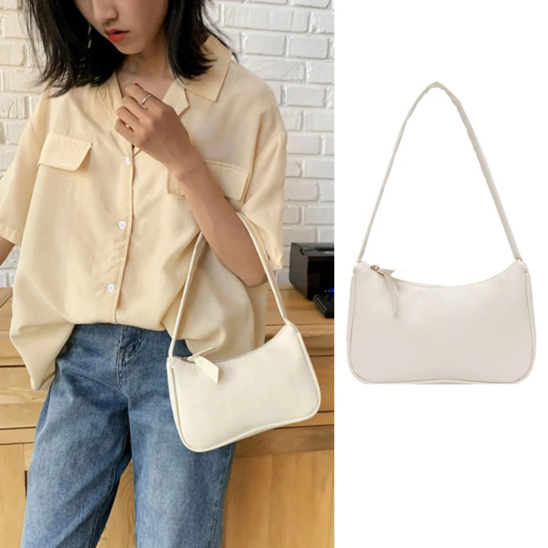 1Pc Retro Forearm Bag Women's Bow Handbag PU Leather Bag For Outdoor shopping
