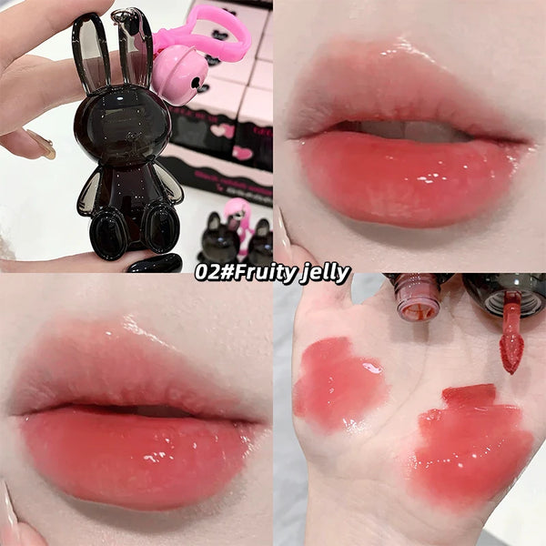 Gege Bear Pink Rabbit Velvet Matte Lip Cream Black Rabbit Water light lip glaze matte mirror pendant lipstick lip gloss