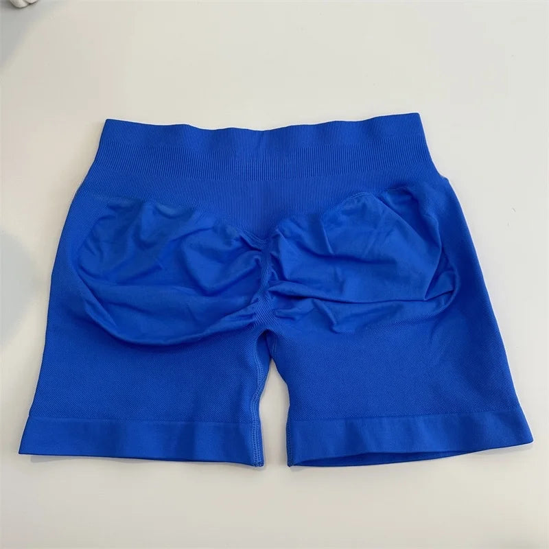No Logo Shorts Low Ribbed Band Yoga Shorts Seamless Scrunch Bum Workout Gym Shorts Booty Stretch Running Shorts Fitness Clothes