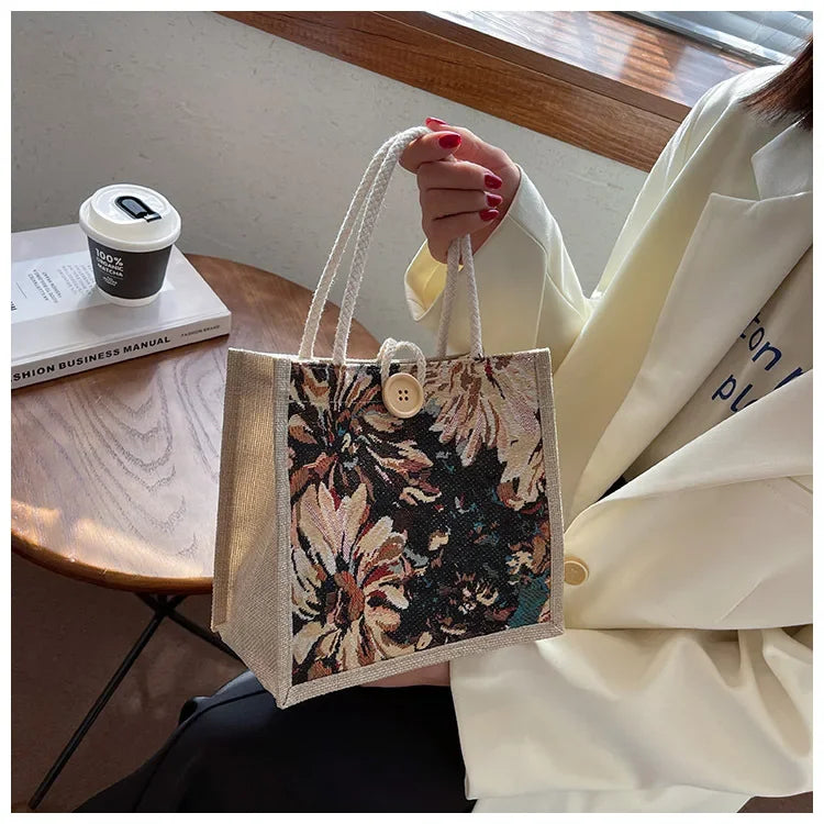 Portable Hand Bag Linen Bag Women Ins Style Students Handbags Fashion Ladies Top-handle Bags Designer Luxury Сумка Женская Bolsa