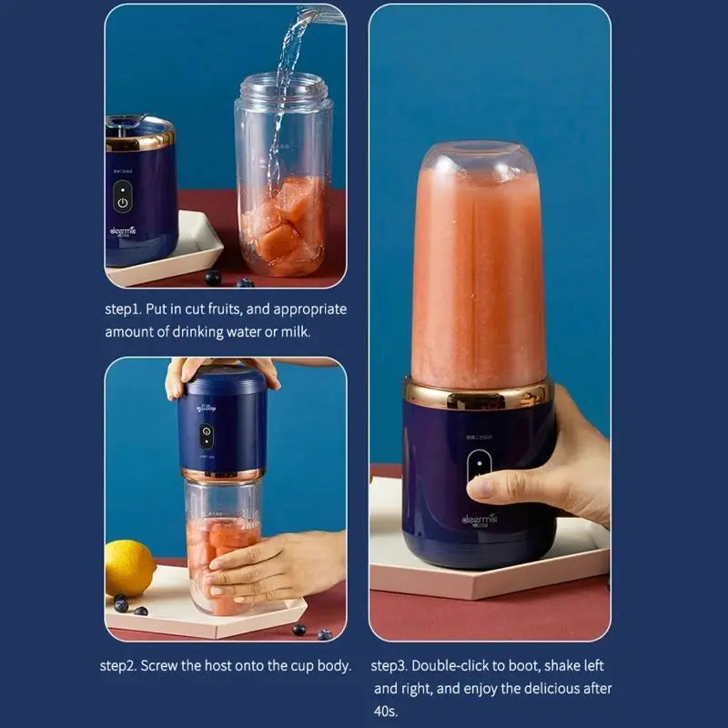 Portable Juicer Cup Smoothie Blender 6 Blade Blender Bottle  Household Fruit Juicer Cup USB Rechargeable Juicer Kitchen Tool