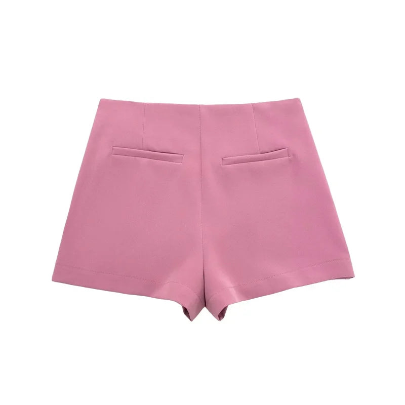 TRAF 2024 Black Mini Skirt Shorts Woman Fashion Asymmetric Skort For Women High Waist Short Skirts Woman Summer Casual Shorts