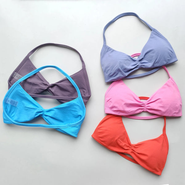 ARFTE Sports Bra Strappy Backless Yoga Gym Bra Removable Cups Women Workout Clothing Gym Top Halter Sport Bras