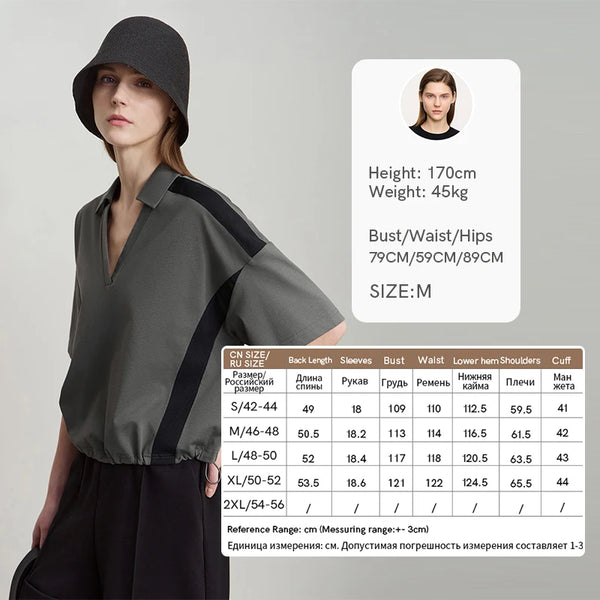 Amii Minimalist Cotton T-Shirts For Women 2025 Summer New V-Neck Pullover Loose Short Shoulder Sleeve Chic Commute Tops 12552001