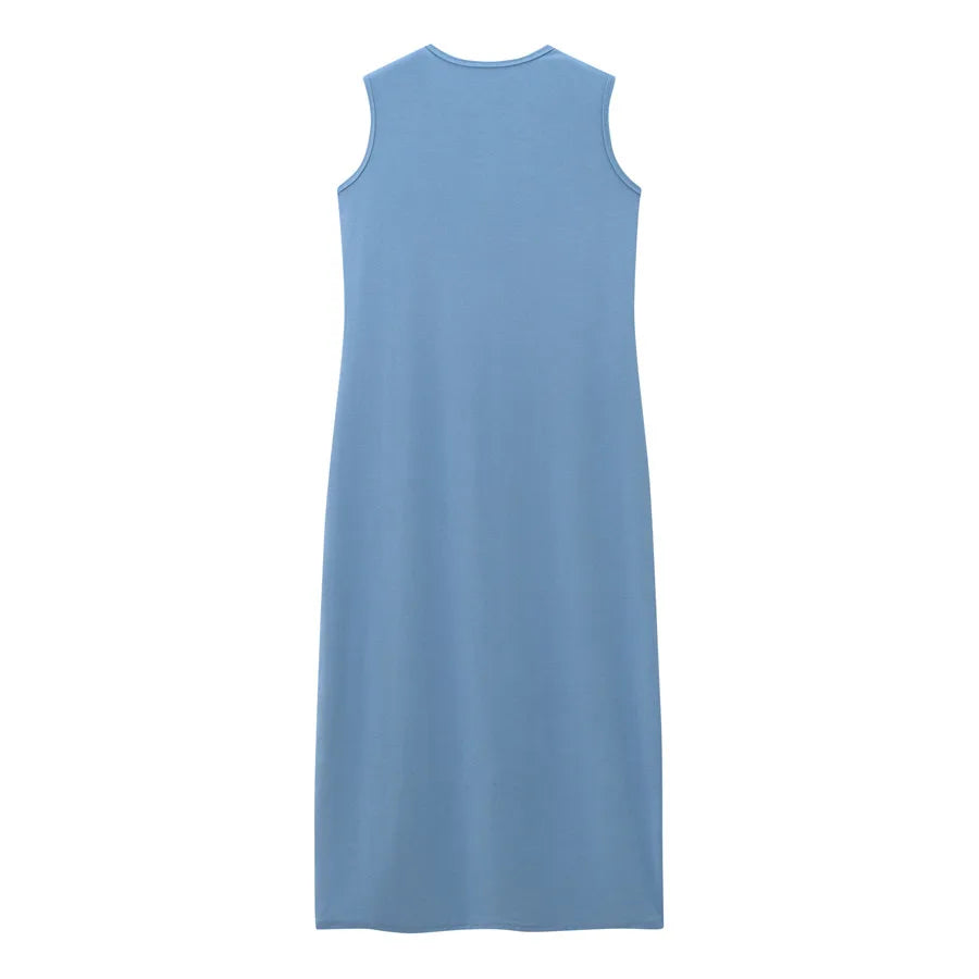 AS 2024 summer woman clothes cardigan Ankle Length maxi dress nature fiber ribbing fabric clothing  ( Ship in 1 day)